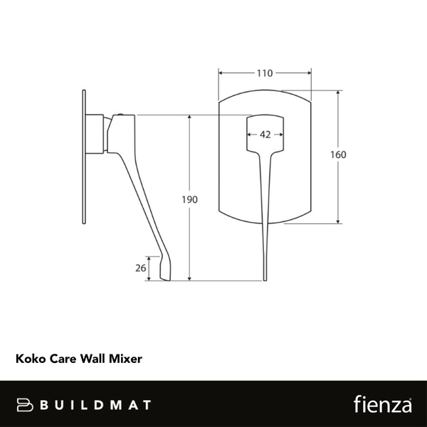 Fienza Koko Care Wall Mixer Matte Black