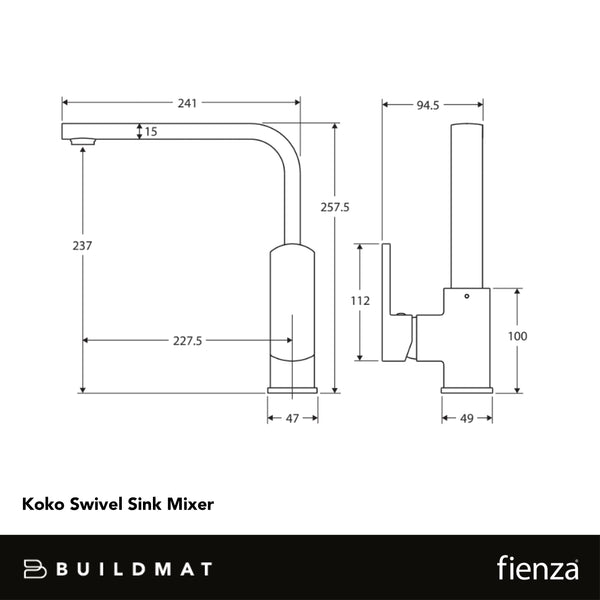Fienza Koko Swivel Sink Mixer Matte Black