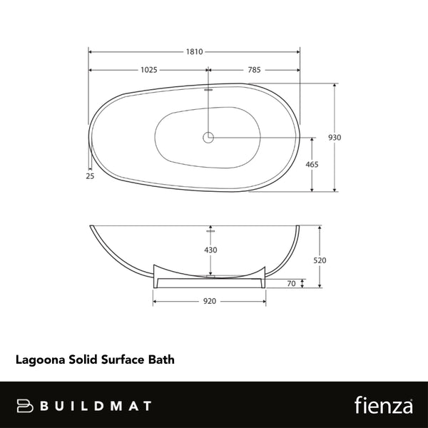 Fienza Lagoona Solid Surface Bath Matte White