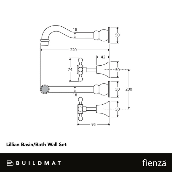 Fienza Lillian Basin/Bath Wall Set Urban Brass