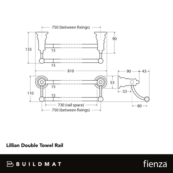 Fienza Lillian Double Towel Rail Chrome