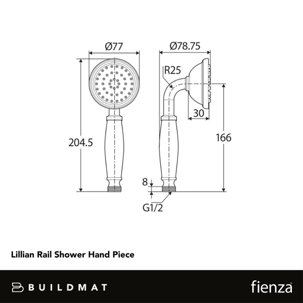 Fienza Lillian Rail Shower Hand Piece Chrome