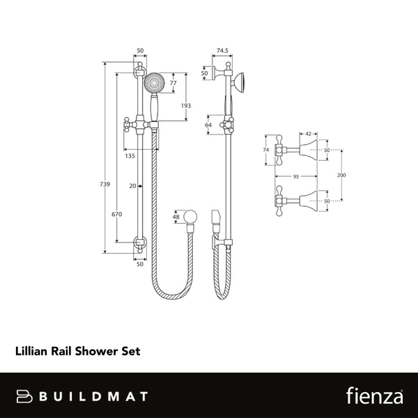 Fienza Lillian Rail Shower Set Chrome