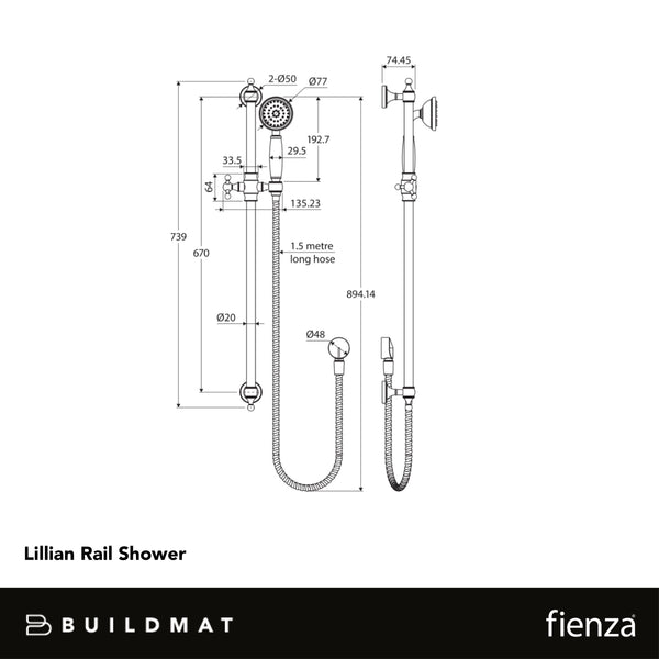 Fienza Lillian Rail Shower Chrome