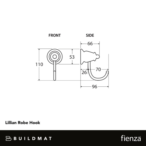 Fienza Lillian Robe Hook Matte Black