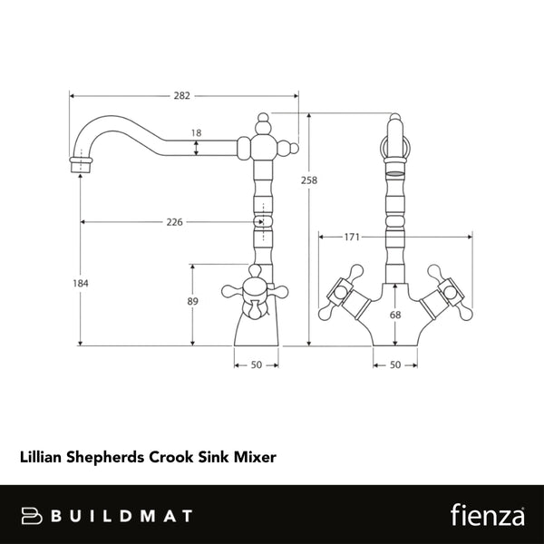 Fienza Lillian Shepherds Crook Sink Mixer Chrome