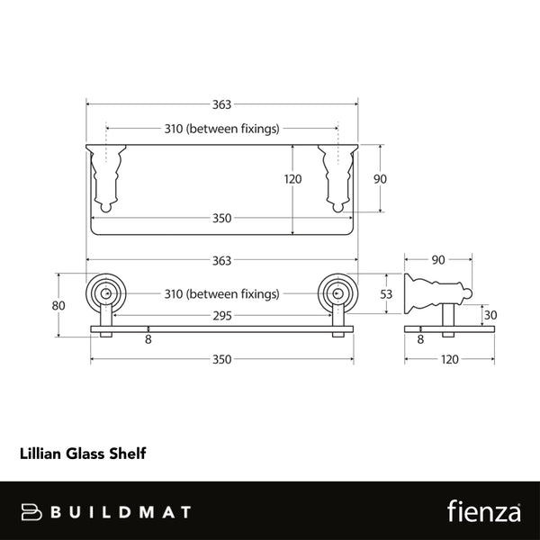 Fienza Lillian Glass Shelf Urban Brass