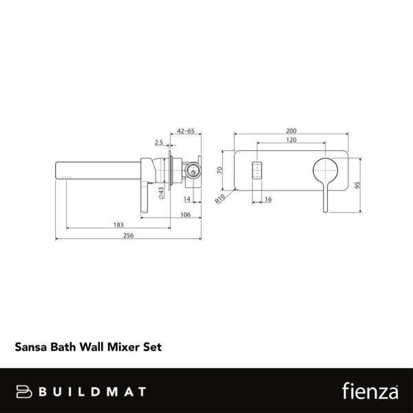 Fienza Sansa Wall Bath Mixer Set Brushed Nickel