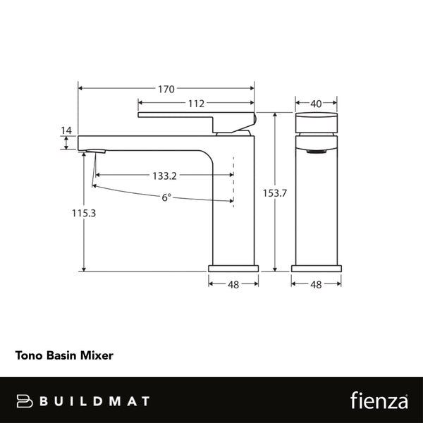 Fienza Tono Basin Mixer Matte Black