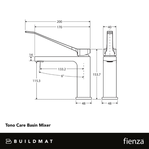 Fienza Tono Care Basin Mixer Matte Black