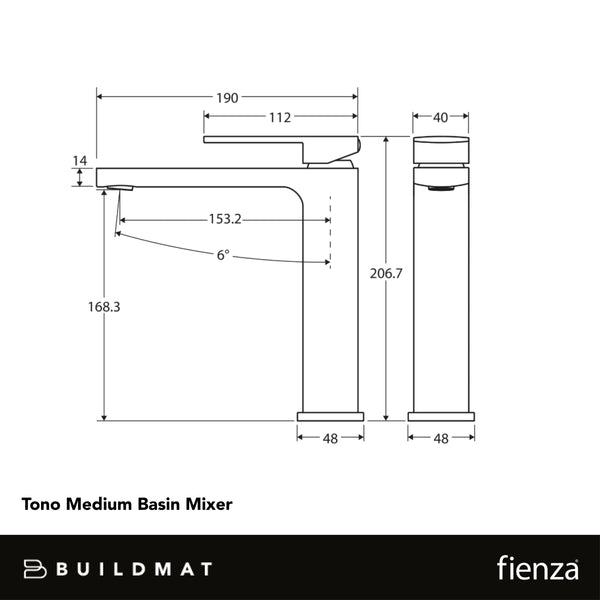 Fienza Tono Medium Basin Mixer Gun Metal