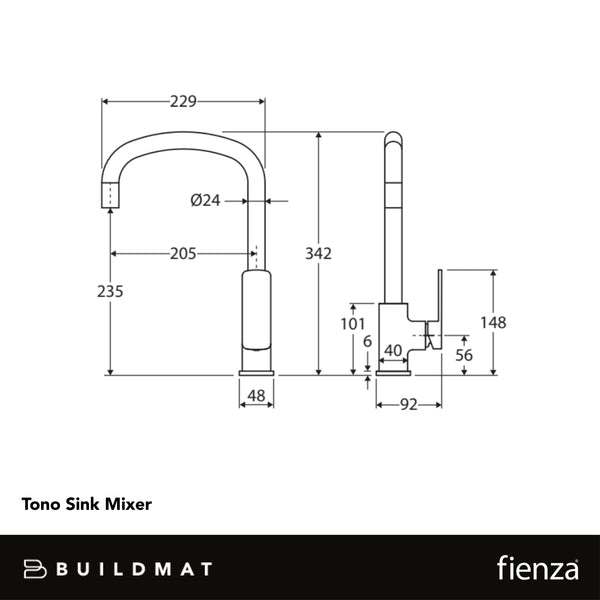 Fienza Tono Sink Mixer Brushed Nickel Lead Free