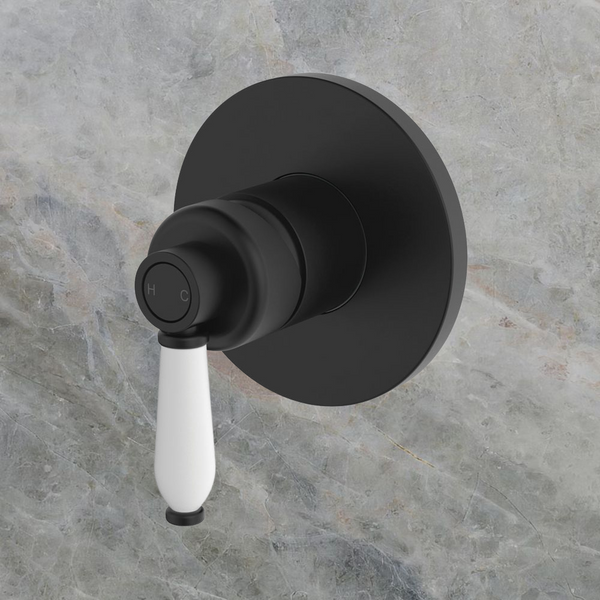 Fienza Eleanor Wall Mixer Matte Black with Ceramic Handle