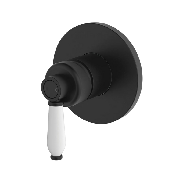 Fienza Eleanor Wall Mixer Matte Black with Ceramic Handle