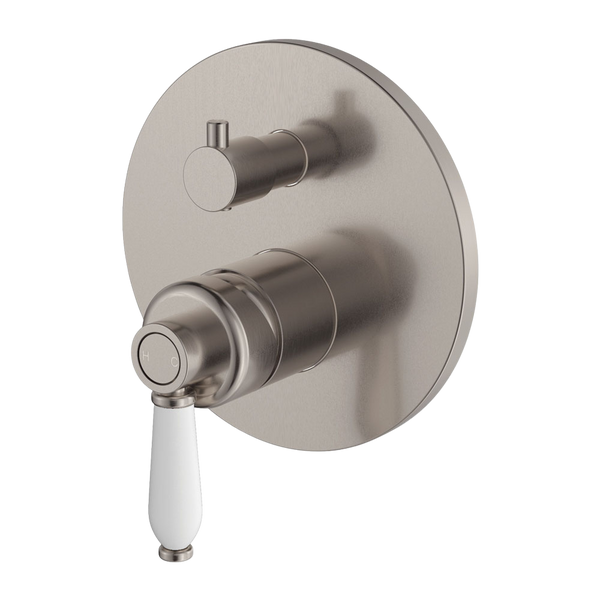 Fienza Eleanor Wall Diverter Mixer Brushed Nickel with Ceramic Handle