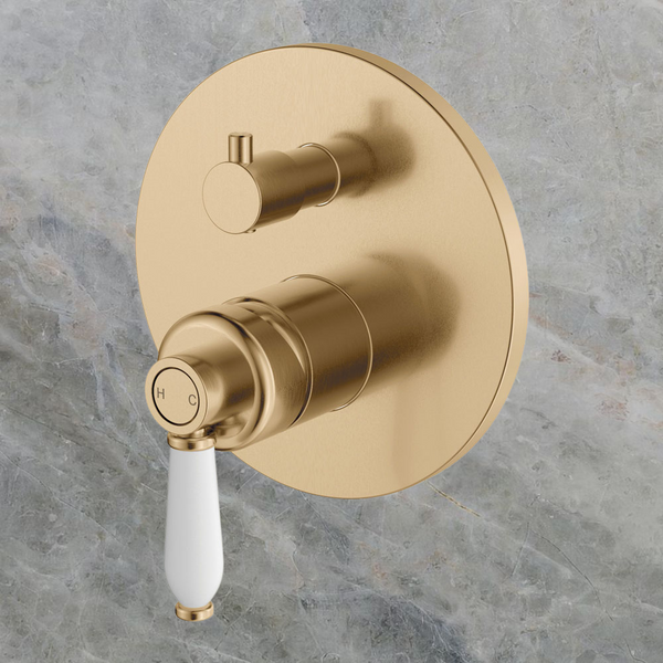 Fienza Eleanor Wall Diverter Mixer Urban Brass with Ceramic Handle