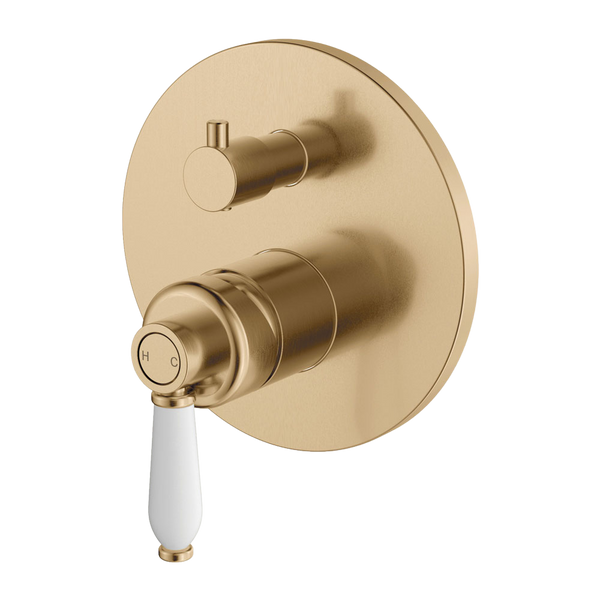 Fienza Eleanor Wall Diverter Mixer Urban Brass with Ceramic Handle