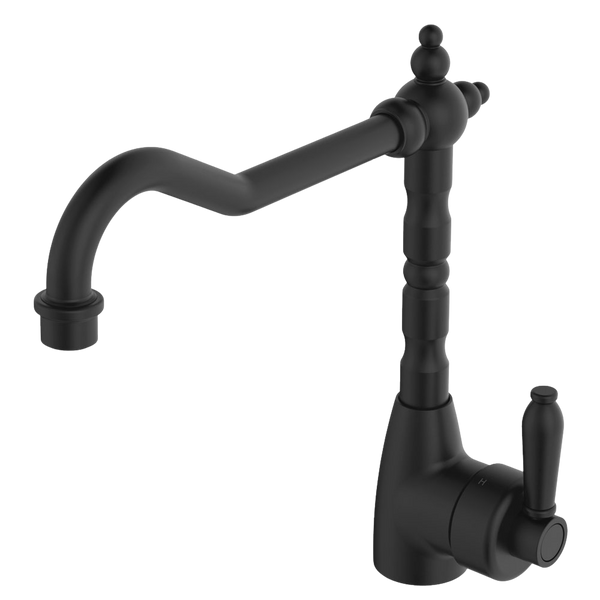 Fienza Eleanor Shepherds Crook Sink Mixer Matte Black