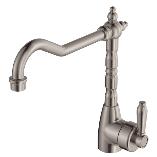 Fienza Eleanor Shepherds Crook Sink Mixer Brushed Nickel