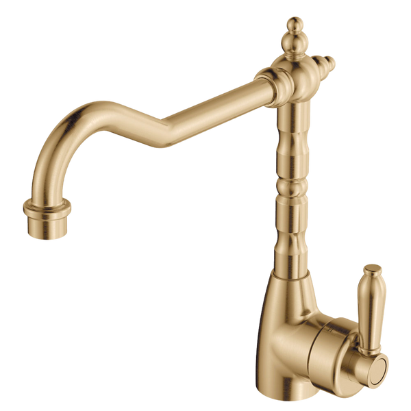 Fienza Eleanor Shepherds Crook Sink Mixer Urban Brass