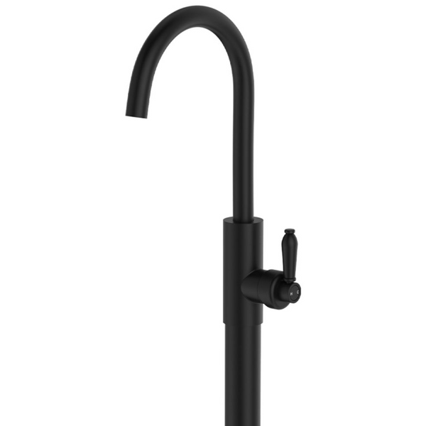 Fienza Eleanor Floor Mounted Basin/Bath Mixer Matte Black Lead Free