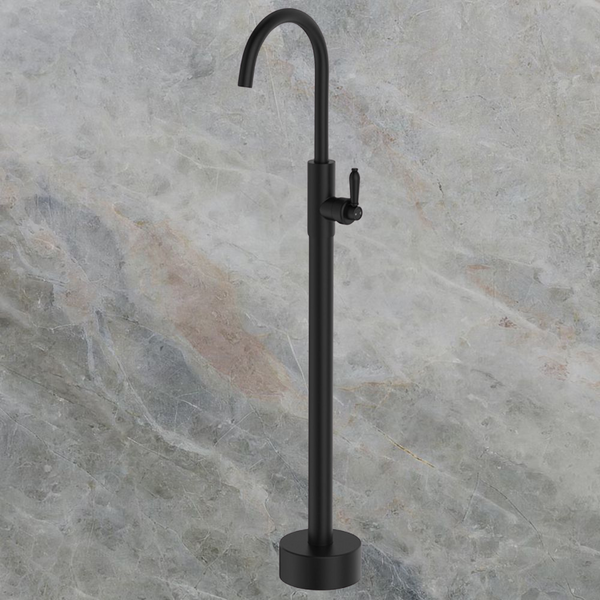 Fienza Eleanor Floor Mounted Basin/Bath Mixer Matte Black Lead Free