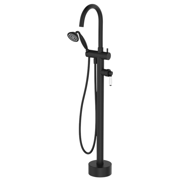 Fienza Eleanor Floor Mixer And Shower Matte Black with Ceramic Handle