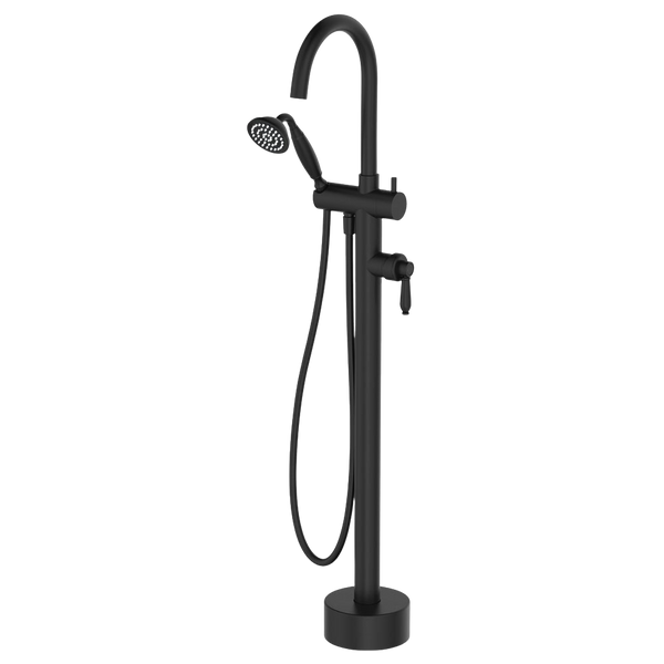 Fienza Eleanor Floor Mixer And Shower Matte Black with Matte Black Handle