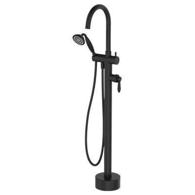 Fienza Eleanor Floor Mixer And Shower Matte Black with Matte Black Handle