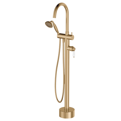 Fienza Eleanor Floor Mixer And Shower Urban Brass with Ceramic Handle