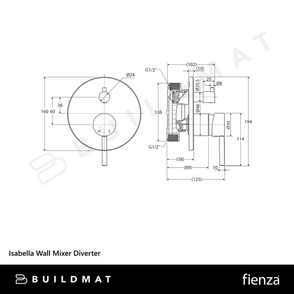 Fienza Isabella Wall Mixer Diverter Chrome
