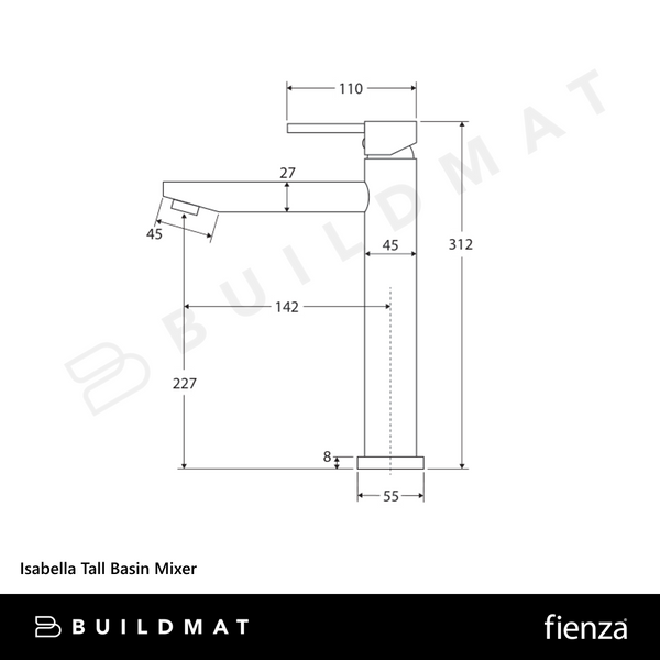 Fienza Isabella Tall Basin Mixer Chrome Lead Free