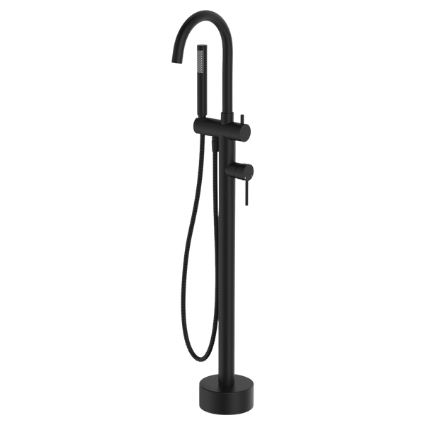 Fienza Kaya Floor Mounted Bath Mixer With Hand Shower Matte Black
