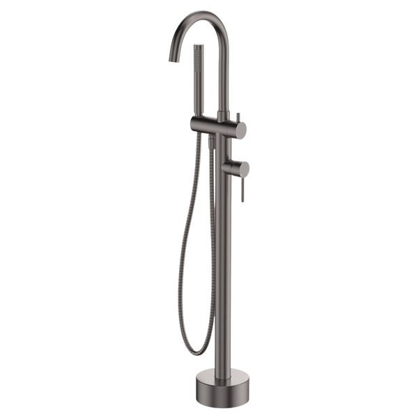 Fienza Kaya Floor Mounted Bath Mixer With Hand Shower Gun Metal