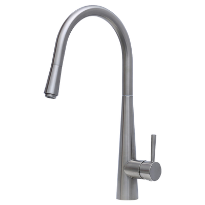 Fienza Isabella Deluxe Gooseneck Pull Out Kitchen Mixer Brushed Nickel