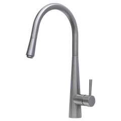 Fienza Isabella Deluxe Gooseneck Pull Out Kitchen Mixer Brushed Nickel Lead Free