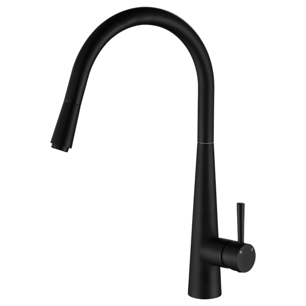 Fienza Hustle Deluxe Gooseneck Pull Out Kitchen Mixer Matte Black