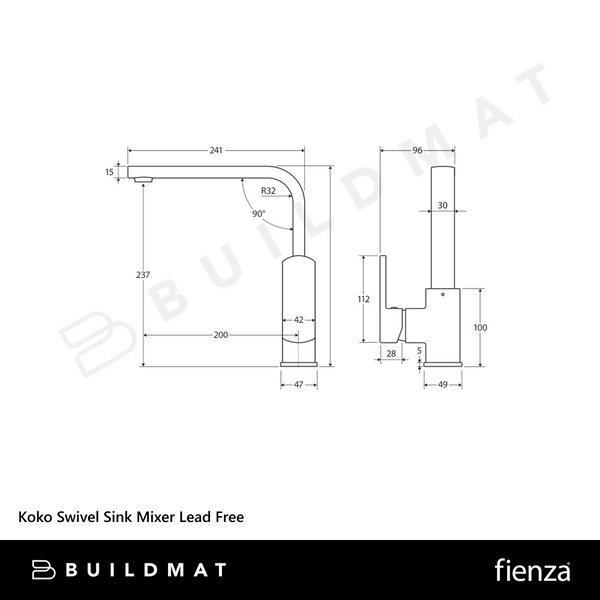 Fienza Koko Swivel Sink Mixer Chrome Lead Free