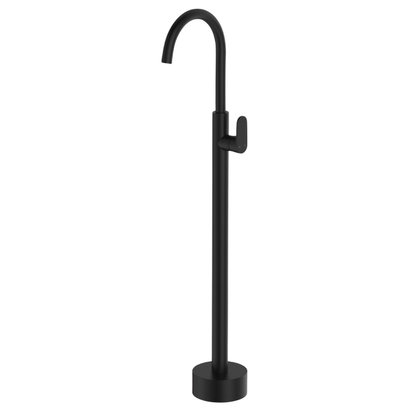 Fienza Empire Slim Floor Mounted Basin/Bath Mixer Matte Black Lead Free