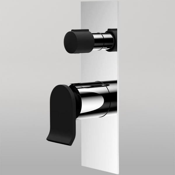 Fienza Lincoln Wall Diverter Mixer Mixed Finish Chrome with Black Handle