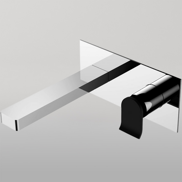 Fienza Lincoln Wall Mixer Spout Mixed Finish Chrome with Black Handle