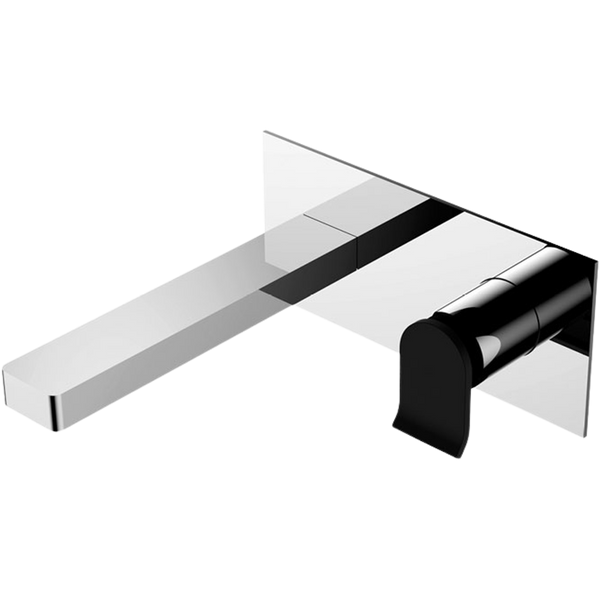 Fienza Lincoln Wall Mixer Spout Mixed Finish Chrome with Black Handle