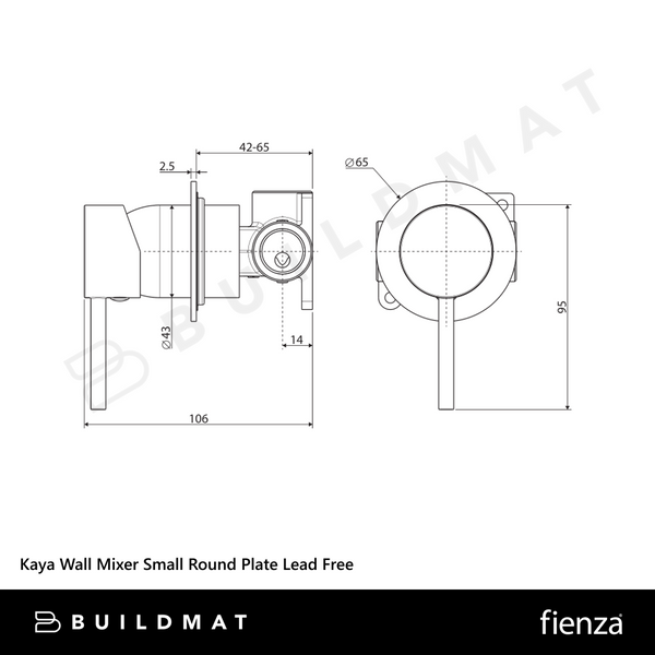 Fienza Kaya Wall Mixer Small Round Plate Chrome Lead Free