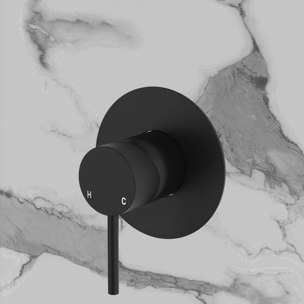 Fienza Kaya Wall Mixer Large Round Plate Matte Black