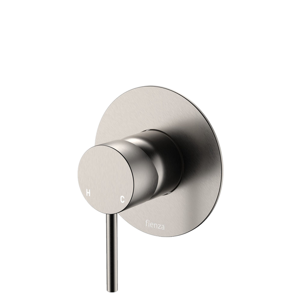 Fienza Kaya Wall Mixer Large Round Plate Brushed Nickel