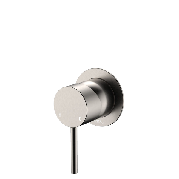 Fienza Kaya Wall Mixer Small Round Plate Brushed Nickel