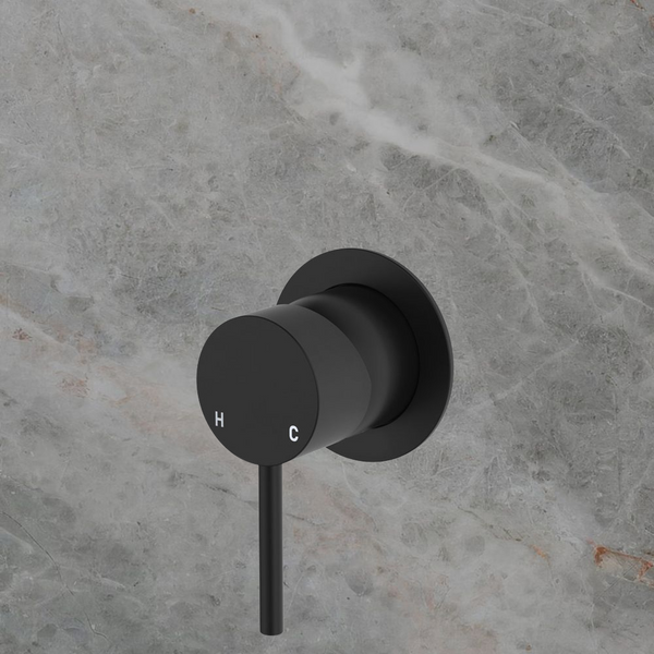 Fienza Kaya Wall Mixer Small Round Plate Matte Black
