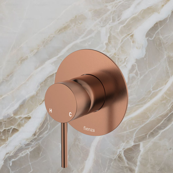 Fienza Kaya Wall Mixer Large Round Plate Brushed Copper
