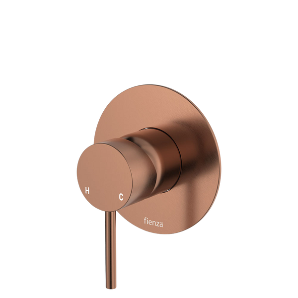 Fienza Kaya Wall Mixer Large Round Plate Brushed Copper