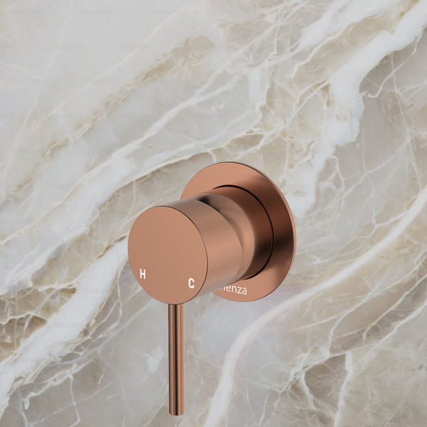 Fienza Kaya Wall Mixer Small Round Plate Brushed Copper